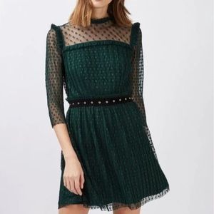 Topshop green star mesh dress